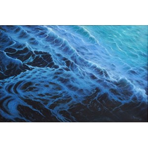 Adnan Ahmed, Whispers of the Deep, 24 x 36 inch, Oil on Canvas, Seascape Painting, AC-ADN-011